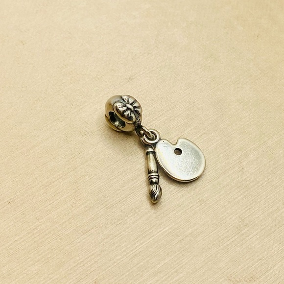 EUC Pandora 791268CZMX Sterling Silver Artist Palette Dangle Bead w/ CZ's - Picture 5 of 9